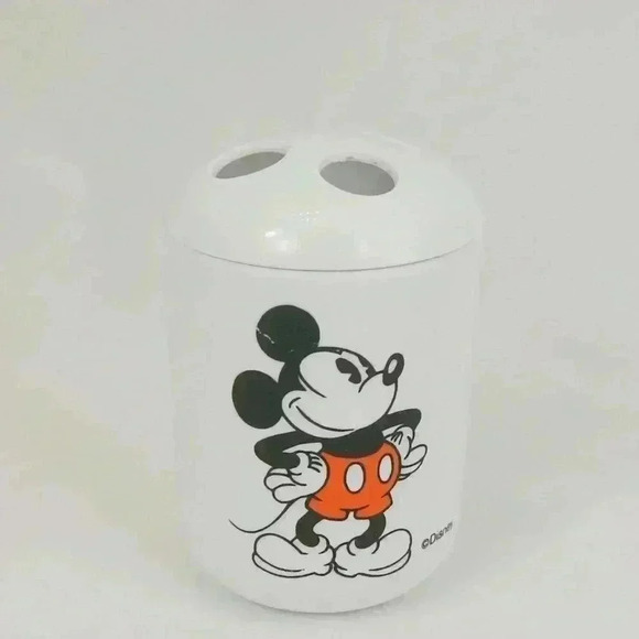 Vintage 90s Disney Retro Mickey Mouse White Black Toothbrush Holder Bathroom - Picture 2 of 4